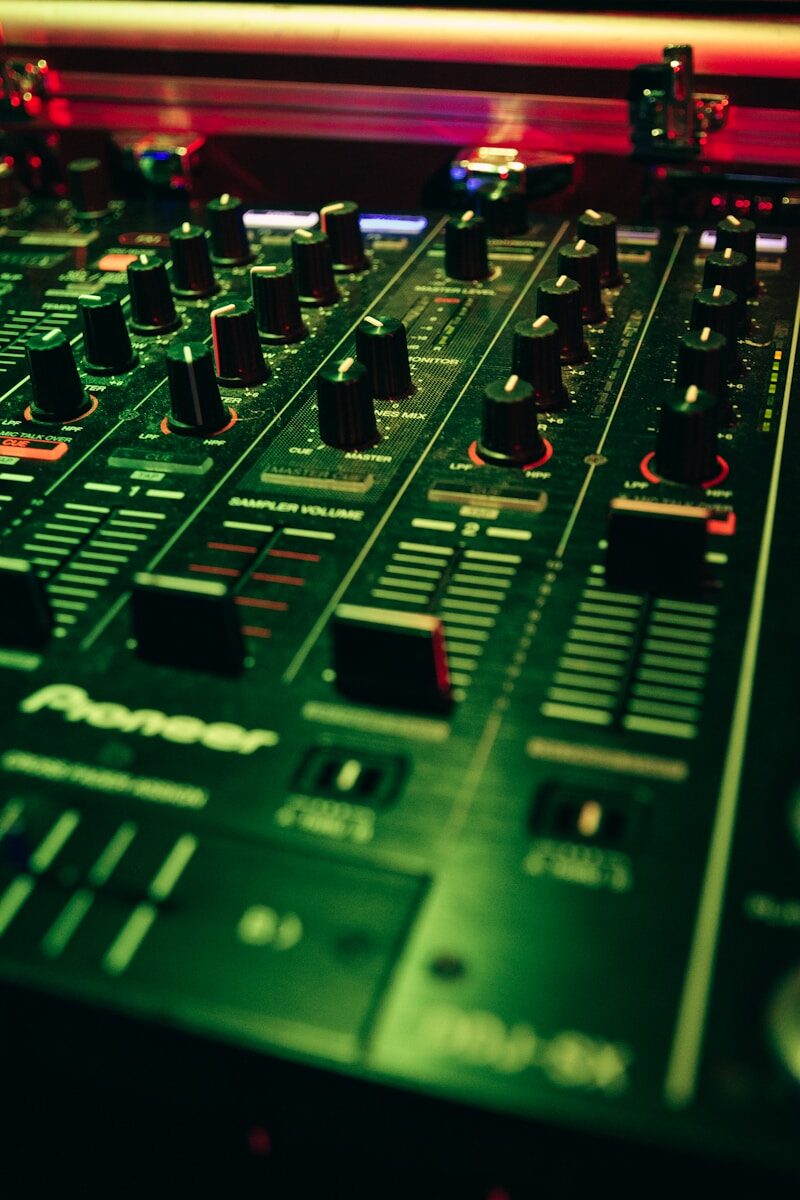 green and black audio mixer